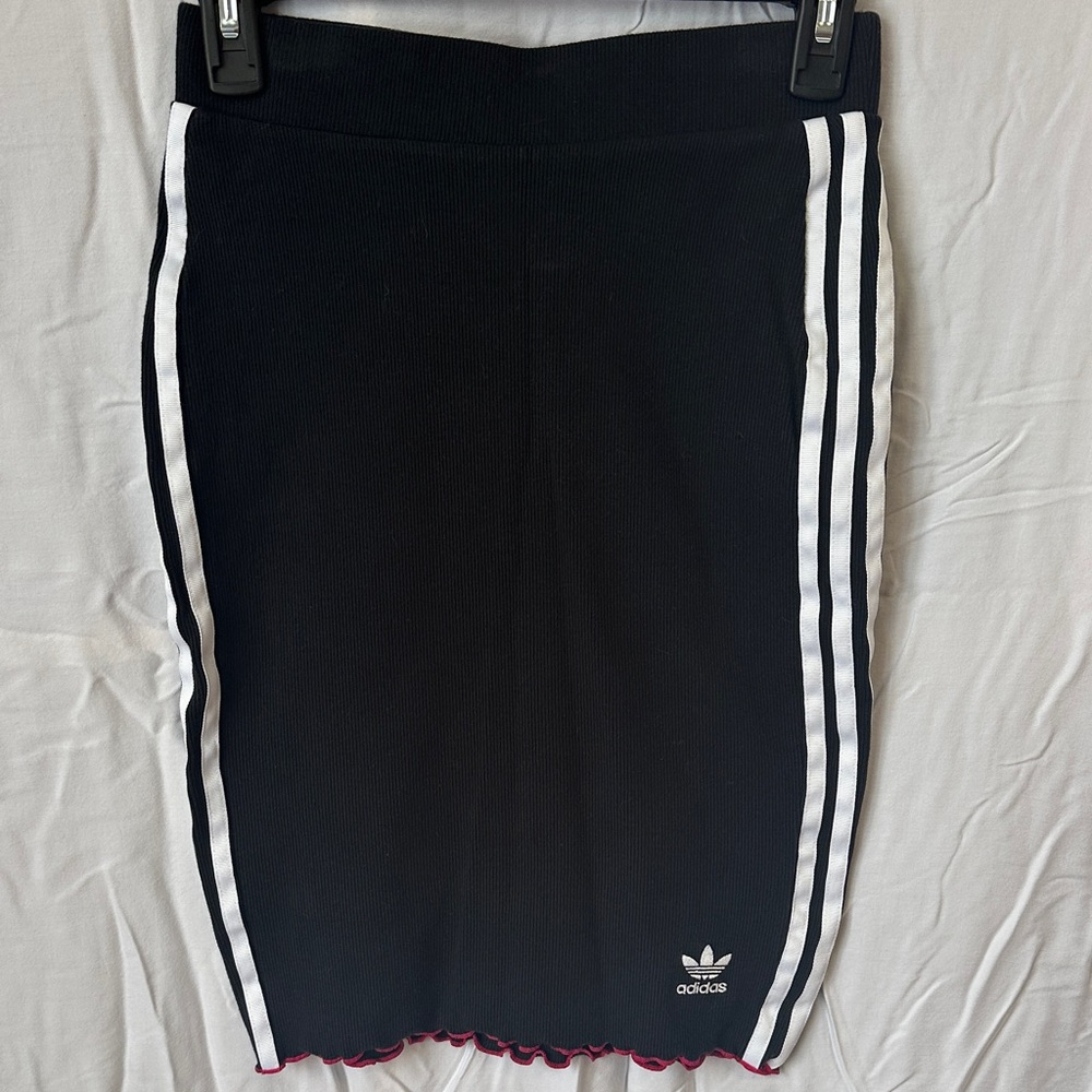 Adidas Black Skirt with White Stripes